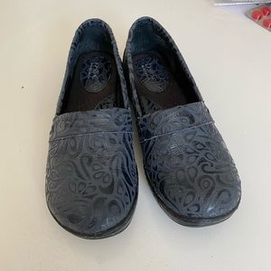 BOC navy embossed nursing clogs